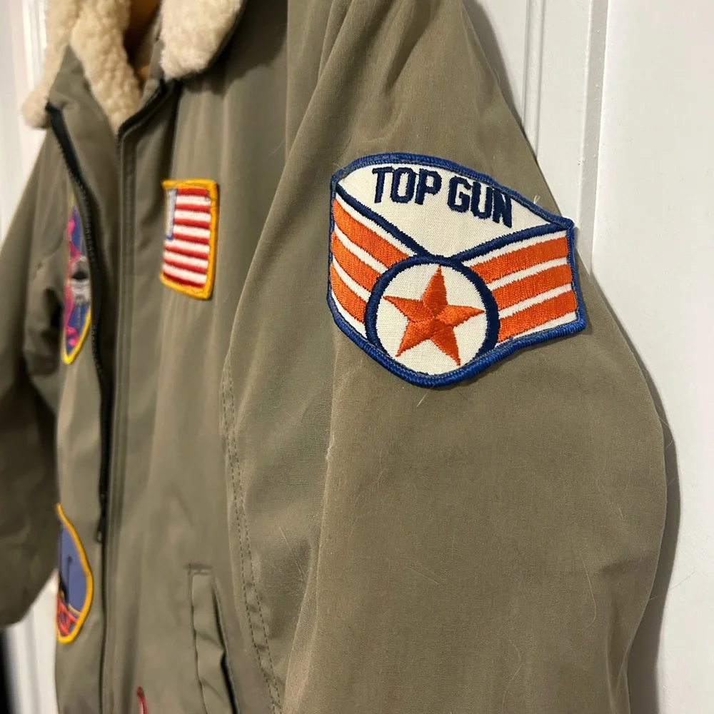 Vintage Jacket w/ Patches, Lined, Khaki Green, Boy’s Size XL - Picture 3 of 6